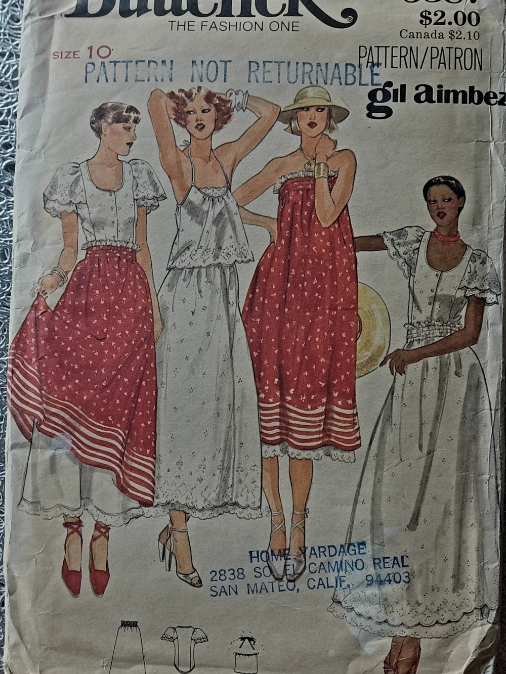 Vintage (70s)Butterick  Summer Dress Pattern. Designed By GIL AIMBEZ